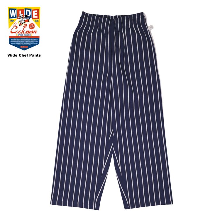 Cookman Wide Chef Pants - Stripe : Navy