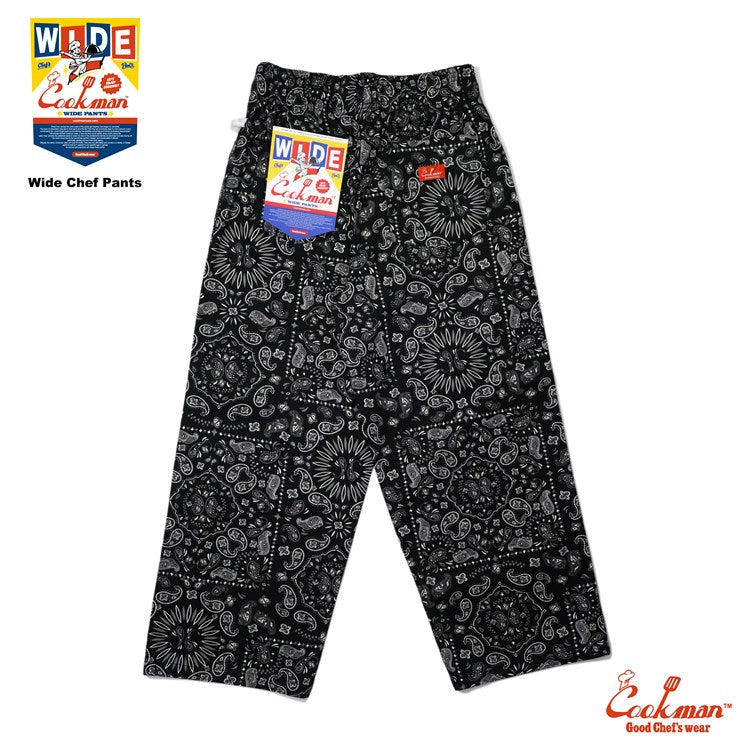 Cookman Wide Chef Pants - Paisley : Black