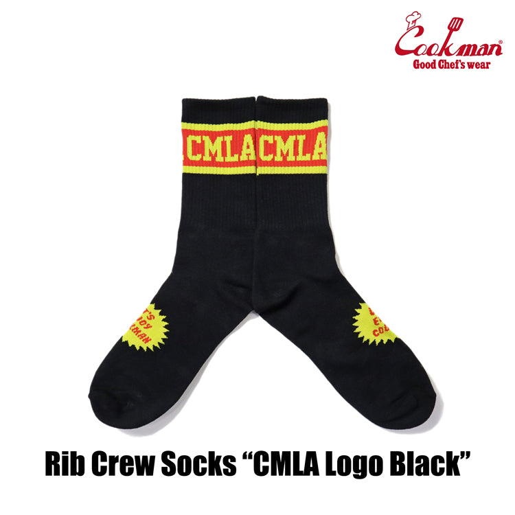 Rib Crew Socks - CMLA logo : Black