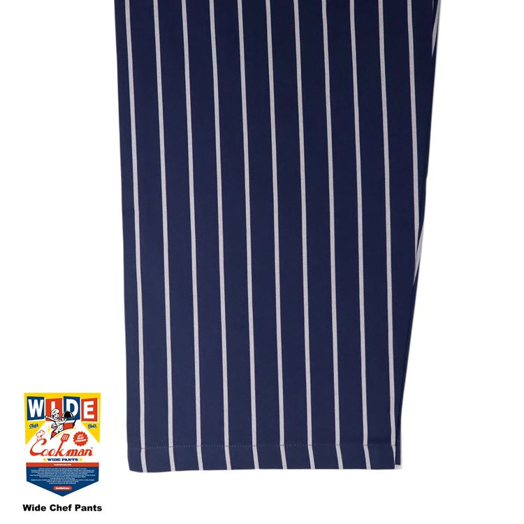 Cookman Wide Chef Pants - Stripe : Navy